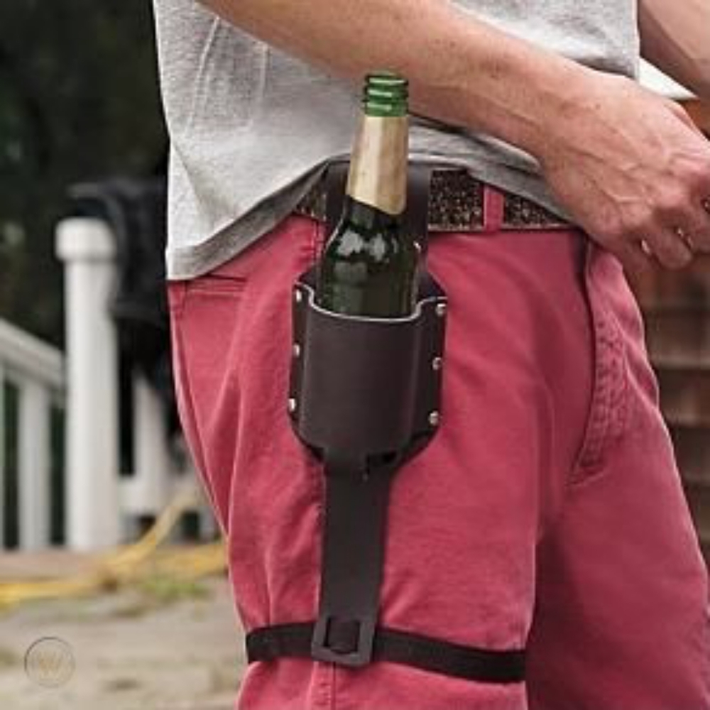 RED ENVELOPE LEATHER BEER HOLSTER HOLDER, genuine leather, brand new.